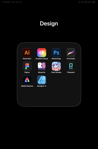 Screenshot of design group in iPadOS 26.