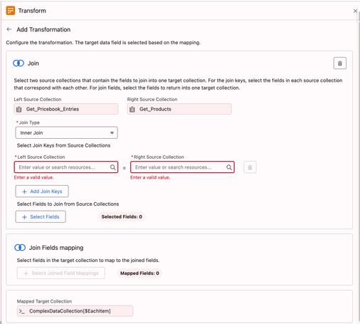 Transform Inner Join Configuration