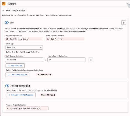 Completed Transform Join Configuration