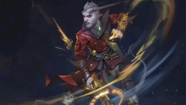 Art from the new DnD Gunslinger Class Guide, featuring a tiefling holding a glowing magical pistol.
