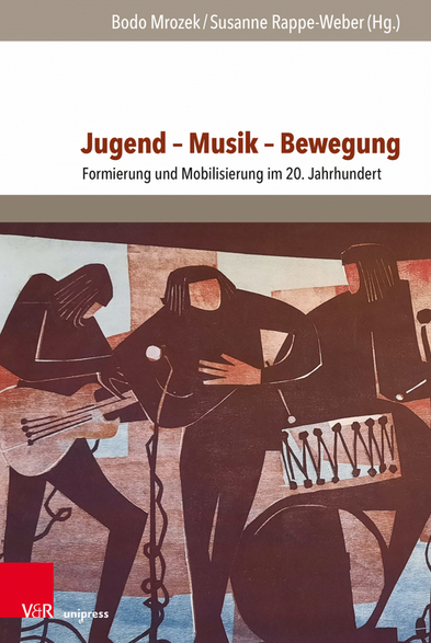 Bild zeigt das Cover des Bandes von Bodo Mrozek und Susanne rappe-Weber (Hgg.): 'Jugend -  Musik - Bewegung' mit der Grafik einer spielenden Kapelle.