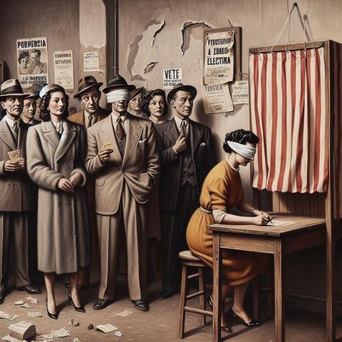 Persone che votano alla cieca