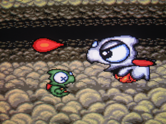 At the end of his quest Coryoon faces an evil dragon doppelganger! Sickly clouds whip by at high speed, framing their intense battle.