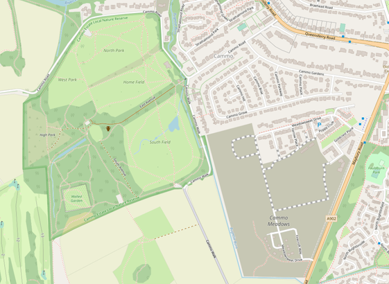 Cammo and Cammo Meadows, 2022 Open Street Map