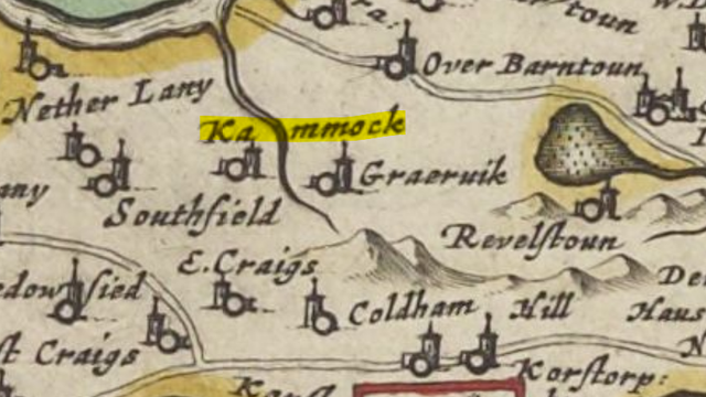 Kammock, on Cornelius Blaeu's atlas of Scotland, 1654, Reproduced with the permission of the National Library of Scotland