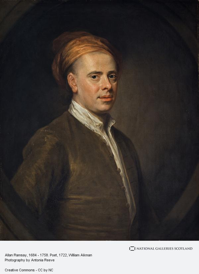 Allan Ramsay the Poet (1684 - 1758), by William Aikman. This painting belonged to Ramsay's correspondent and patron, Sir John Clerk of Penicuik. Aikman was a friend of both men. CC-by-NC National Galleries Scotland