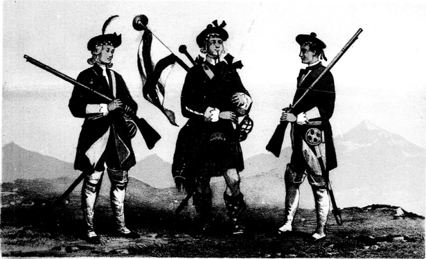 Cameronian soldiers in the uniform of 1713
