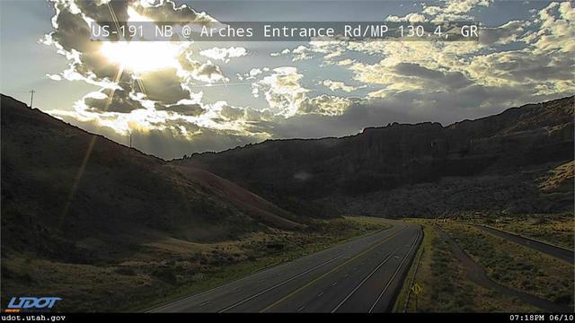 This webcam is maintained by the Utah Department of Transportation. It is located across US 191 from the Arches National Park entrance road.