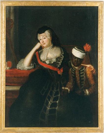 Jeanne-Charlotte d'Anhalt-Dessau, abbesse de l'Abbaye de Herford, avec Carl Heinrich Leopold, vers 1740 (musée de la ville de Herford, N° inv. 92/91)