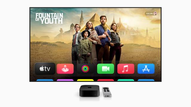 An image of Liquid Glass as displayed on Apple TV.