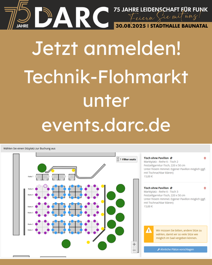 Plakat mit Text: Jetzt anmelden als privater Anbieter unter events.darc.de.