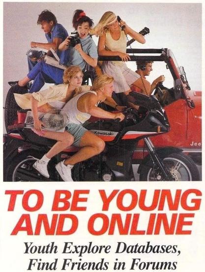 Artikel-Aufmacher von damals™: "To be young and online - youth explore databases, find friends in forums"