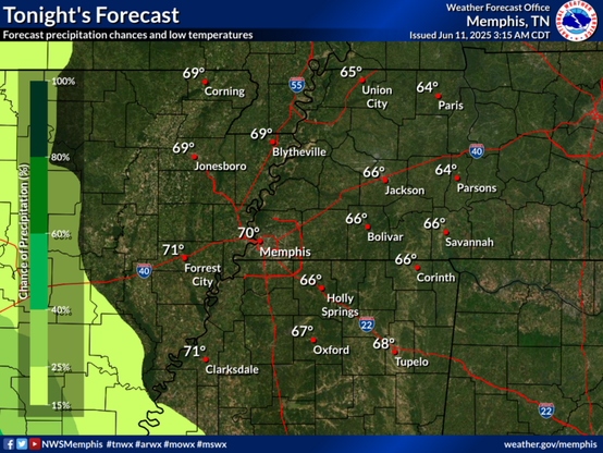 Partly cloudy tonight. Lows in the mid 60s to lower 70s.