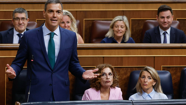 Pedro Sánchez responent les preguntes d'Alberto Núñez Feijóo al Congrés (Efe)