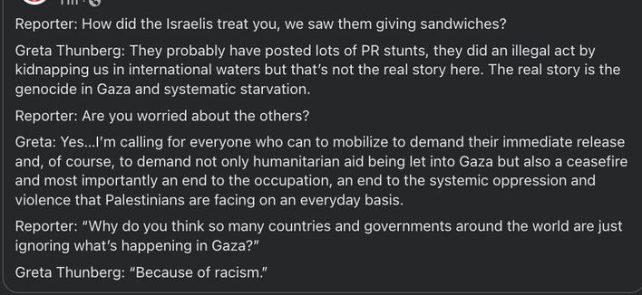 Screenshot of a message including the quote in the post