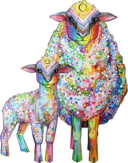 a lamb and sheep embodying the progress pride flag