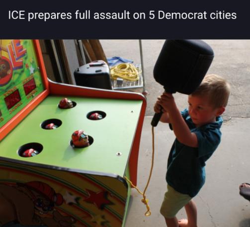 Child playing whack-a-mole
