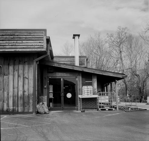 A photo of the back and side of a restaurant in a small North Carolina town taken in early March, 2025.