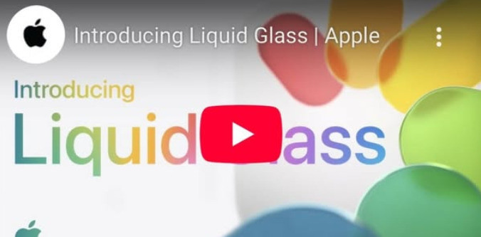 Unfortunate (or fortunate?) placement of the "Play" button on a YouTube preview, causing the text "Introducing Liquid Glass" to read as something else entirely.