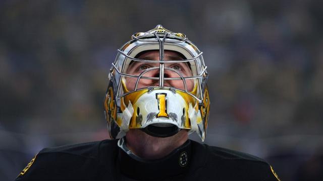 Marco Sturm Challenges Bruins' Jeremy Swayman