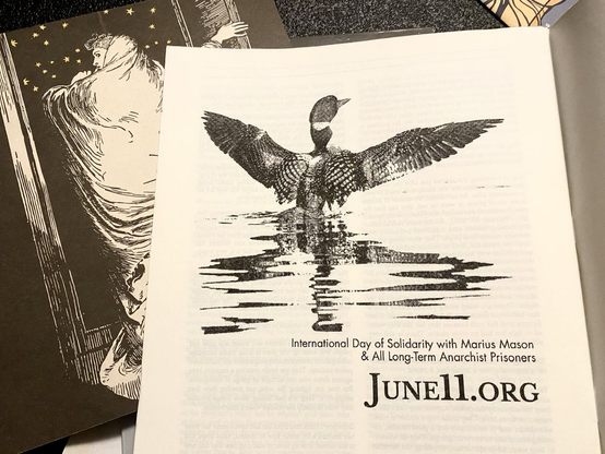 A picture of a page in a zine reading 

June11.org

International day of solidarity with Marius Mason & all long-term anarchist prisoners