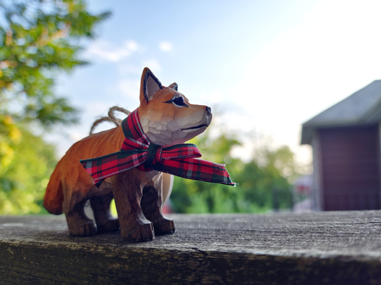 Photo of a fox model sculpture outside