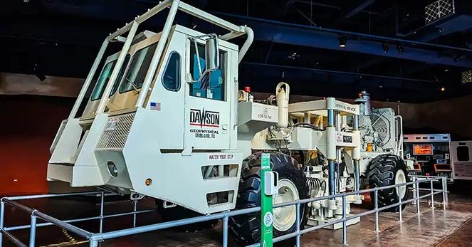 Truck used in seismic mapping