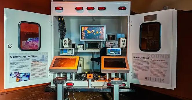 Display showing equipment used in seismic mapping.
