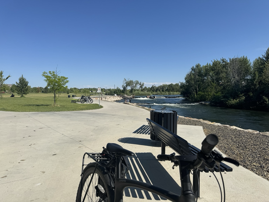 The lower water park as seen by the entrance to the nature trail. My bike in the foreground.