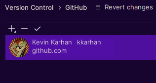 Settings tab properly showing my avatar  and name for github under Version Control -> GitHub