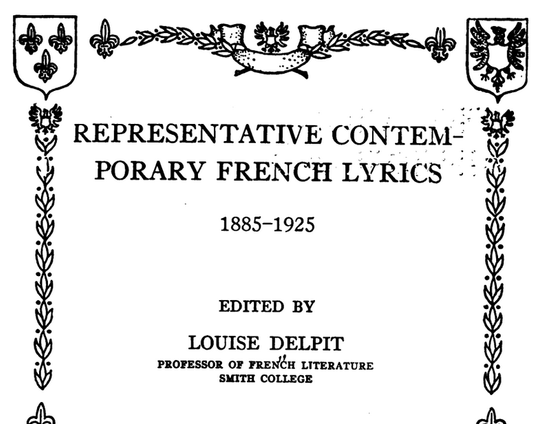 Title page, Representative Contemporary French Lyrics 1885-1925, edited by Louise Delpit