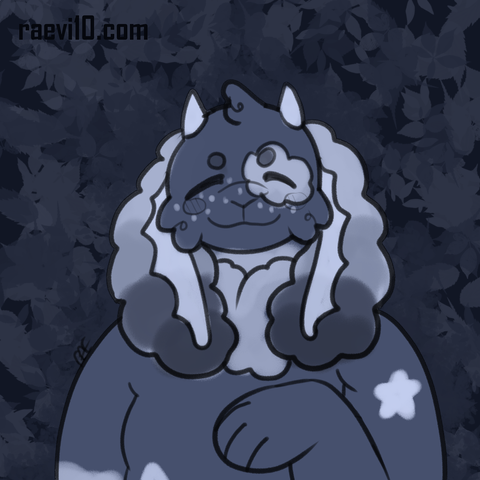 a monochrome bust of a bunnty like anthro with cloudy ears and neck fluff, the color of the canvas is a muted stormy gray