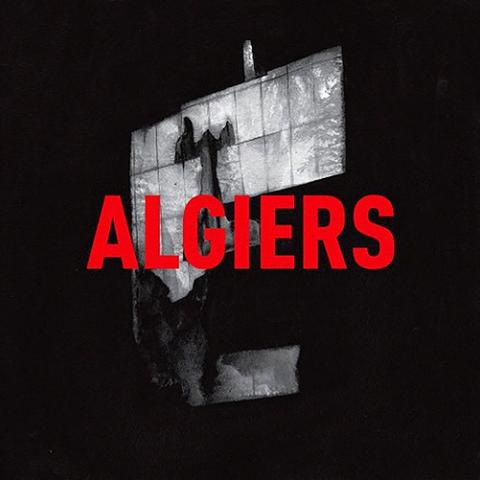 The cover art is painting of something not quite clear - perhaps a sign, perhaps an aerial map? - in greys on a black background. The band name is in large red letters overtop the painting, in the center of the cover.