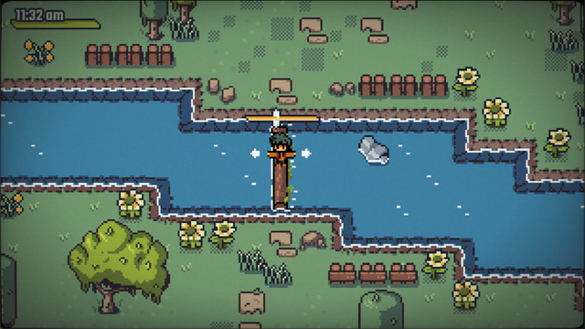 Balancing over a wooden log over a river in my cosy, upcoming game Fading Serenades. Go play the demo and wishlist the game!