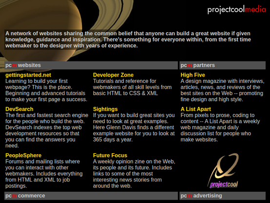 Screenshot of projectcool.com on January 25, 1999