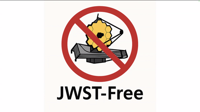 Drawing of JWST, crossed out. JWST-free.