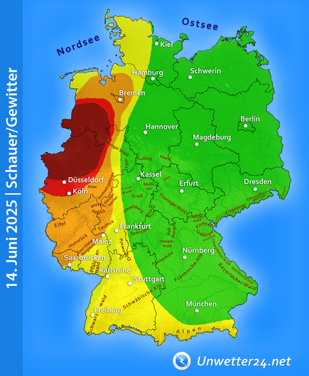 Schwere Gewitter am 14. Juni 2025