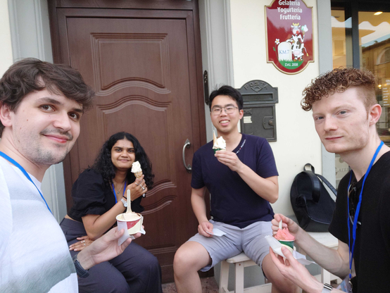 Students of the Semantic Web Research Summer School, enjoying icecream down in Bertinoro village.