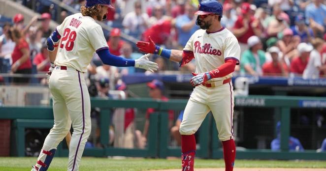 Schwarber and Bohm homer, Luzardo strikes out 10 to lead Philadelphia Phillies past Chicago Cubs 7-2