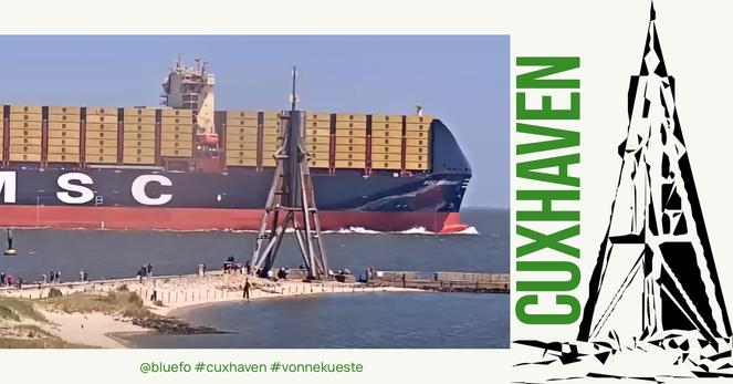 MSC Container Schiff vor der Kugelbake in #Cuxhaven