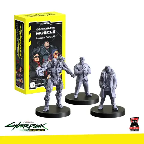 Corporate Muscle features three named special characters from the Cyberpunk Edgerunners anime to supplement your faceless Arasaka teams.