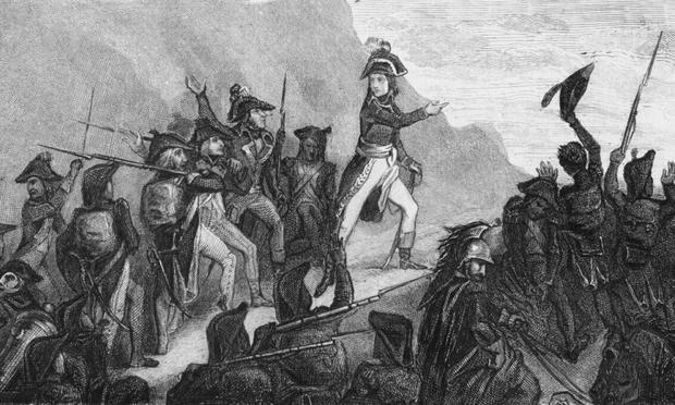 El general Napoleón Bonaparte (1769-1821) cruzando los Apeninos de Liguria el 5 de abril de 1796 durante las Guerras Revolucionarias en Italia (Getty Images)