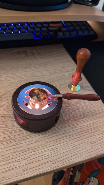 Wax seal kit set up melting wax