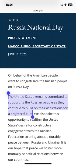 Secretary Rubio marks Russian National Day