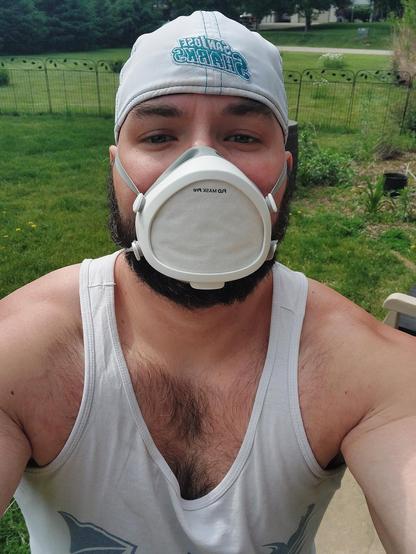 Masked, current pic. Likely a white hat as well.