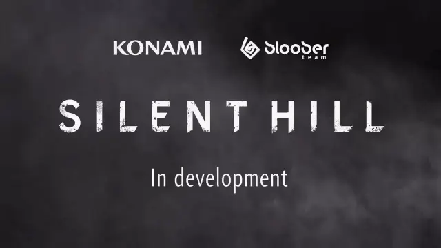 Imagen con una niebla gris de fondo en el que se pueden ver los logos de Konami y Bloober Team, con el texto SILENT HILL In development.