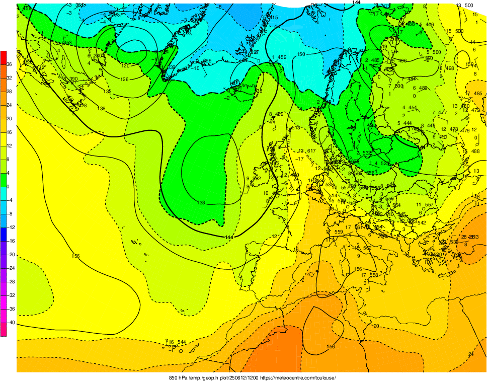Analyse en altitude de la sitation météo en Europe ce jour.