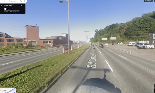 Vue de Google Street view de la potentiel endroit où la sortir d’un ridicule 3e lien sortirait sur le boulevard Charest. On peut s’imaginer les bâtiments à démolir.