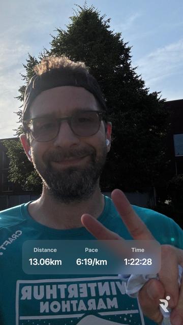 Me after today’s training with summary overlay from the Runna app.