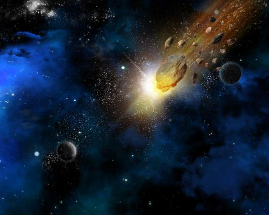 Space scene with meteorites by kjpargeter on Freepik